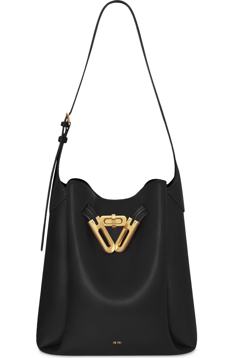 JW PEI Charlene Double Buckle Shoulder Bag, Main, color, Black
