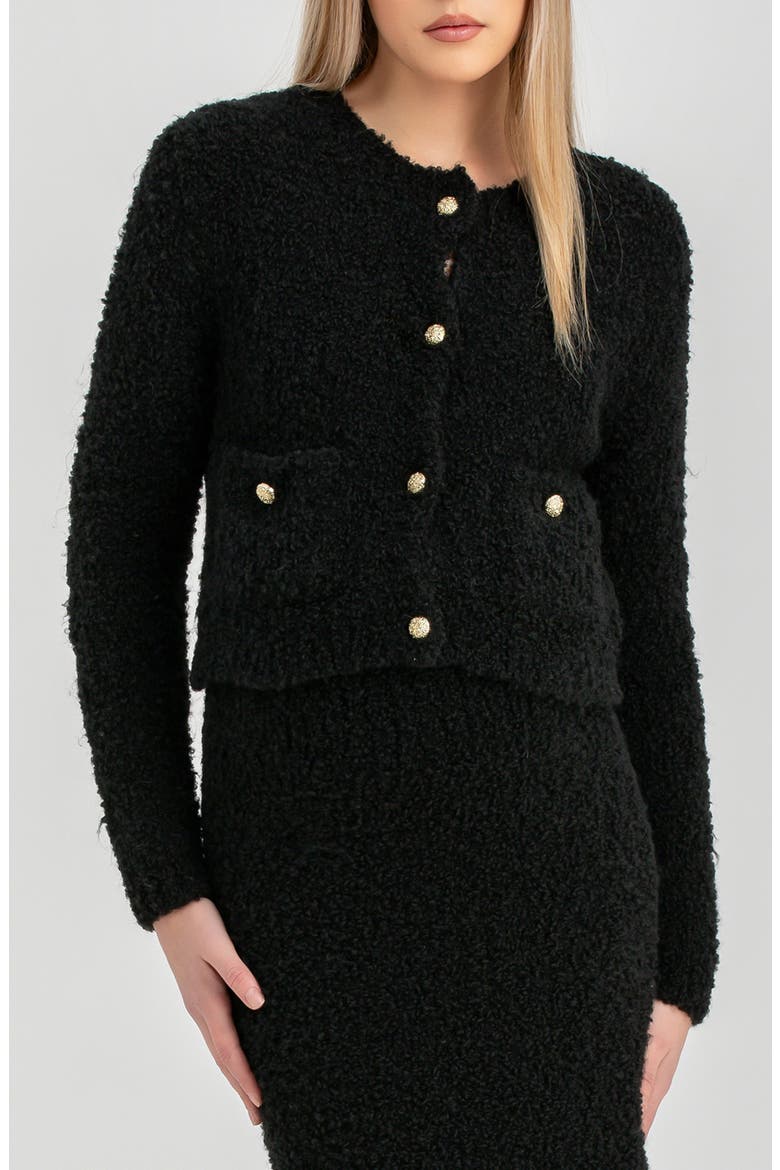 The Courchevel Bouclé Maternity Sweater Jacket, Alternate, color, BLACK