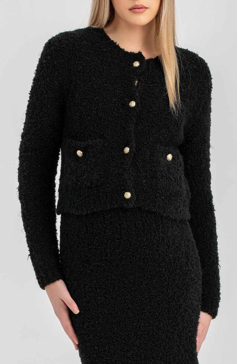 PIETRO BRUNELLI MATERNITY The Courchevel Bouclé Maternity Sweater Jacket, Alternate, color, Black