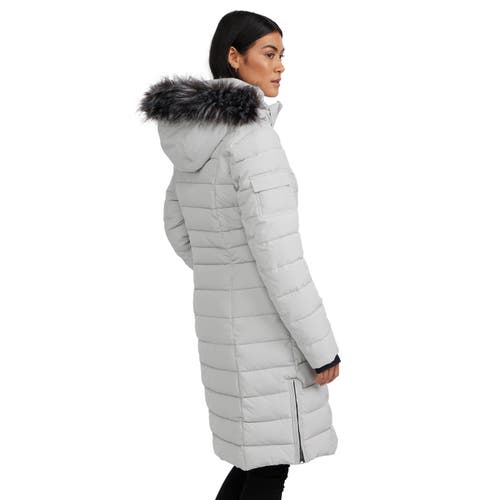 Pajar Women's Venice Long Puffer With Removable Faux Fur Trim In Silver/silver