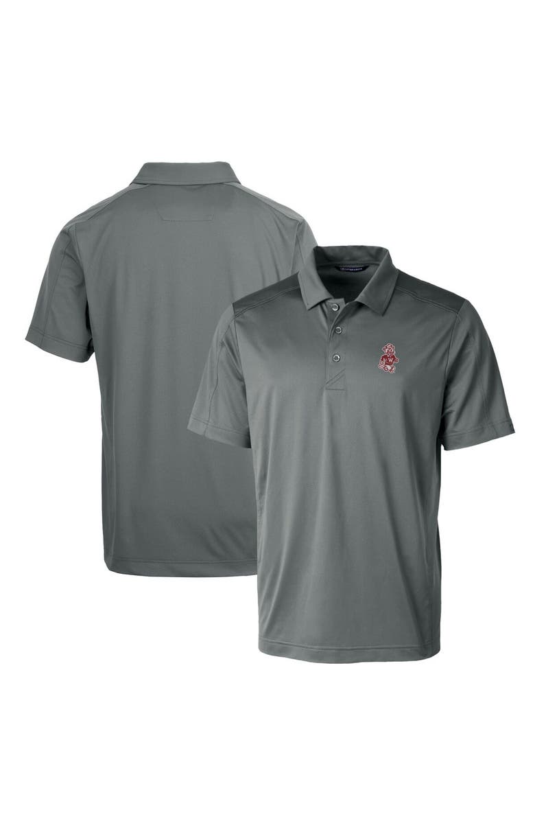 Cutter & Buck Steel Washington State Cougars Primary Team Logo Prospect Textured Stretch Polo, Main, color, Steel