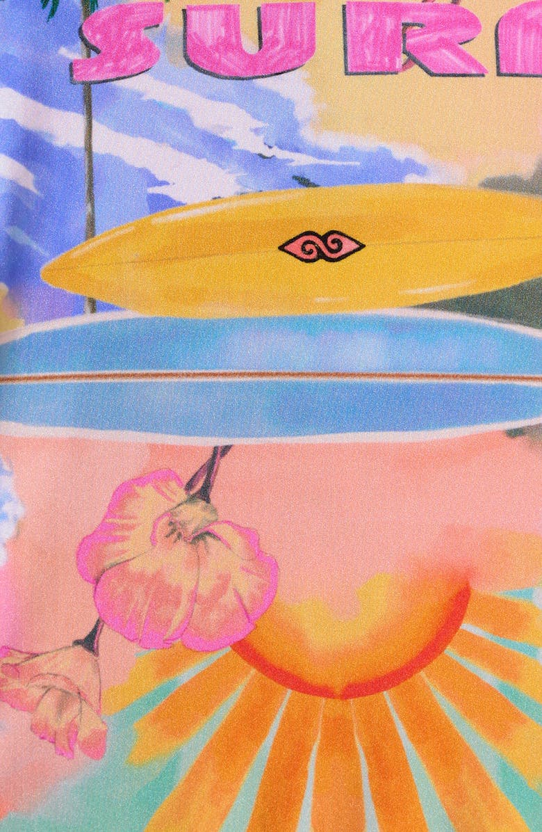 Rip Curl Kids' Malibu Surf Short Sleeve One-Piece Rashguard Swimsuit, Alternate, color, Orange Multi