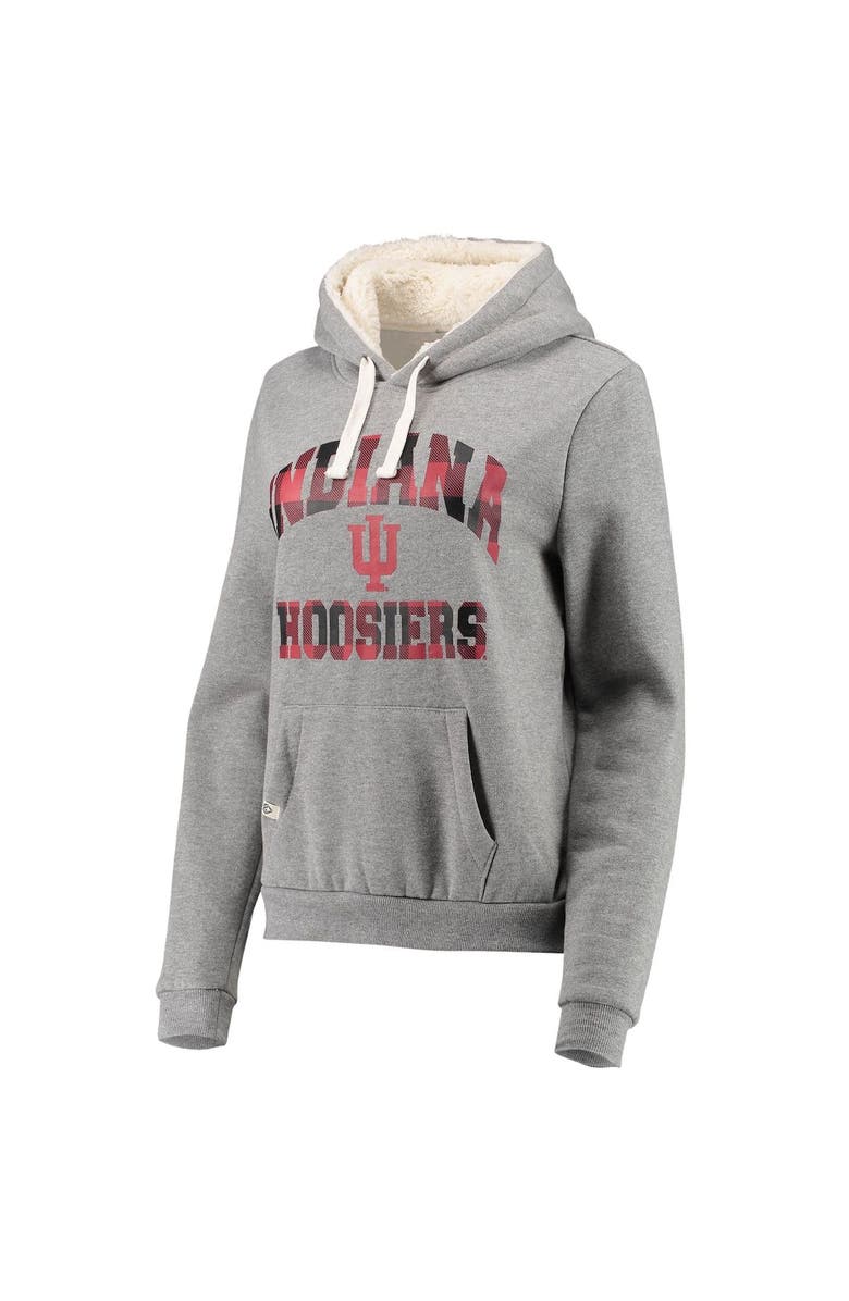 COLOSSEUM Women's Colosseum Heathered Gray Indiana Hoosiers Plaid Sherpa Pullover Hoodie, Alternate, color,