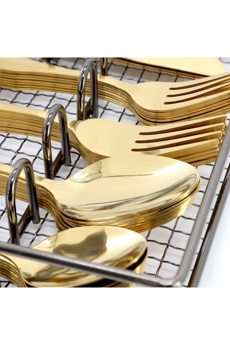 Abbeville 41 Piece Stainless Steel Flatware Set, Alternate, color, Metallic Gold