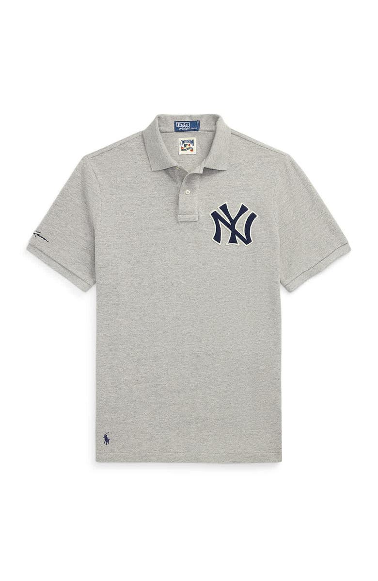 Polo Ralph Lauren Heather Gray Yankees Polo Shirt, Alternate, color,