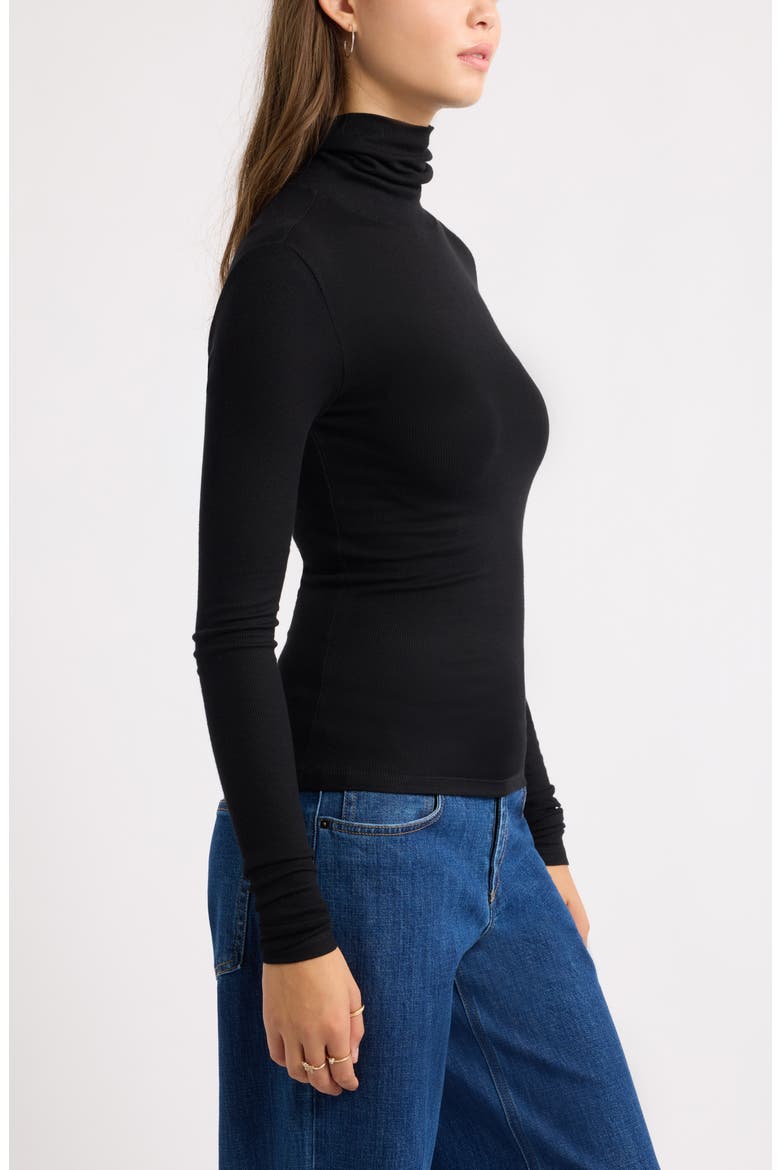 Turtleneck Rib Top, Alternate, color, BLACK