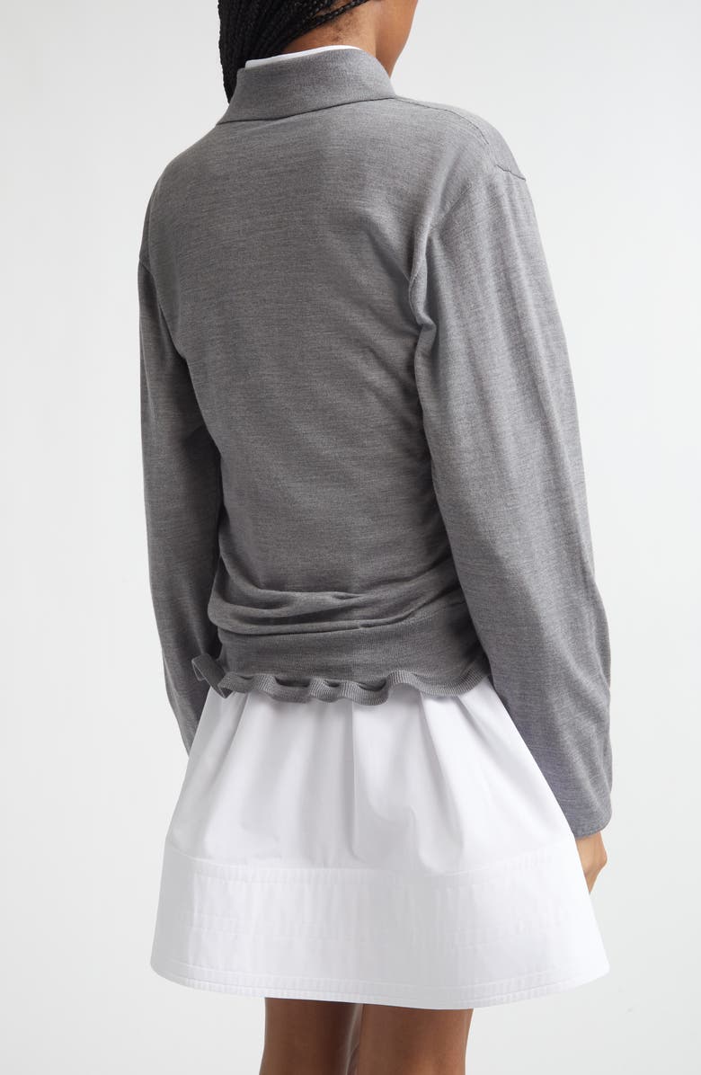 Stella McCartney Frilled Lightweight Wool Polo, Alternate, color, Grey Melange