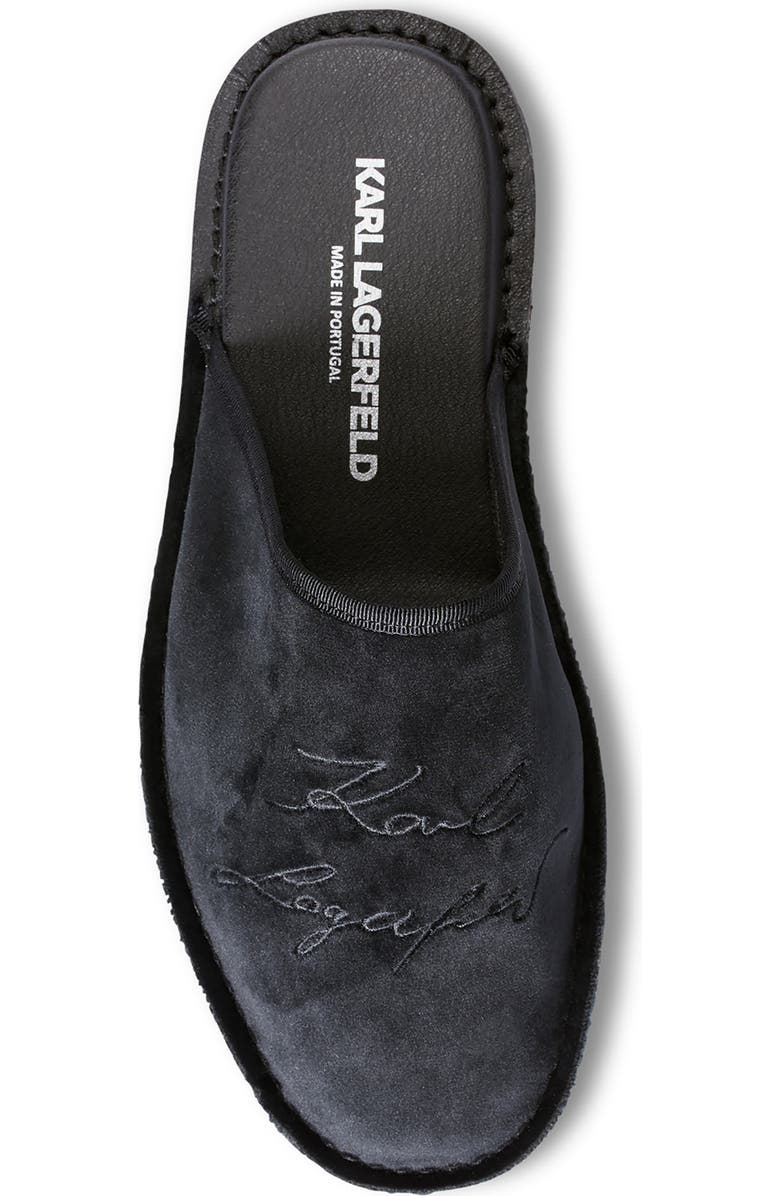 KARL LAGERFELD PARIS Embroidered Logo Velvet Slipper, Alternate, color,