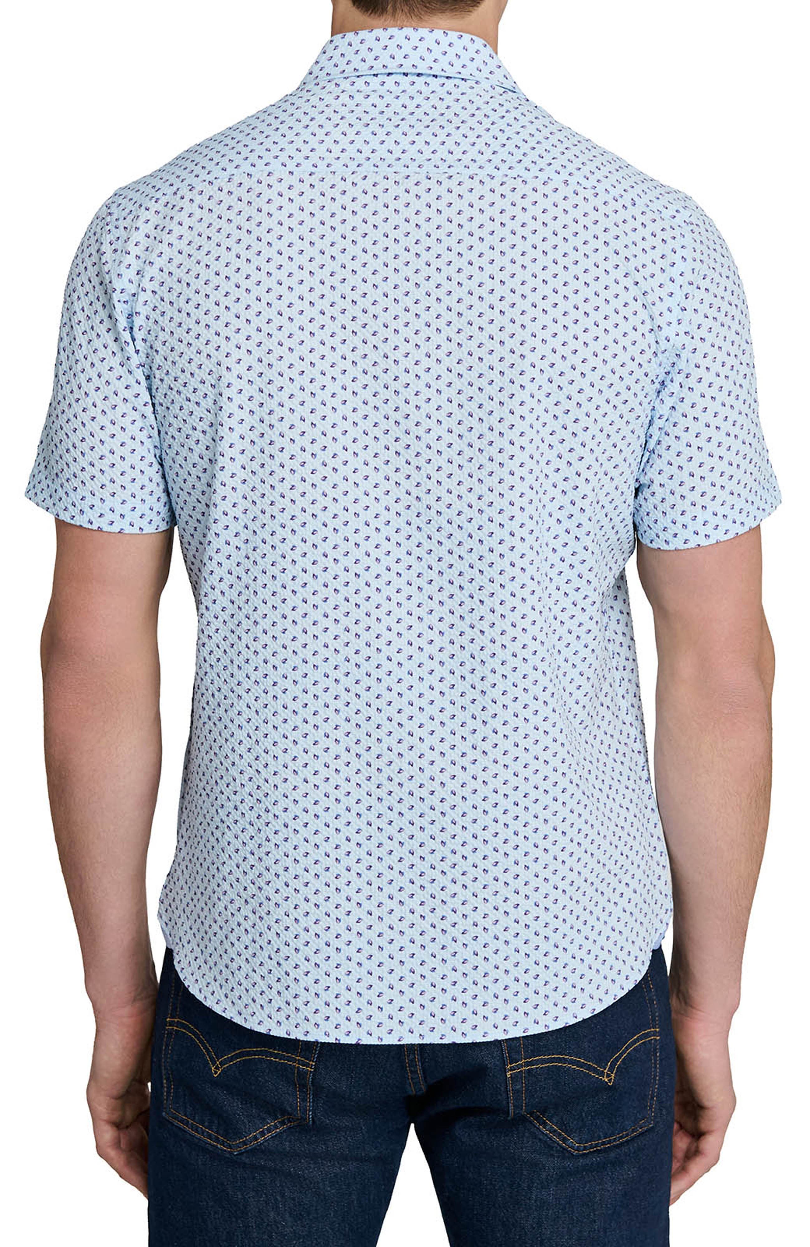 Slim Fit Falling Feathers Seersucker Short Sleeve Shirt - image 4
