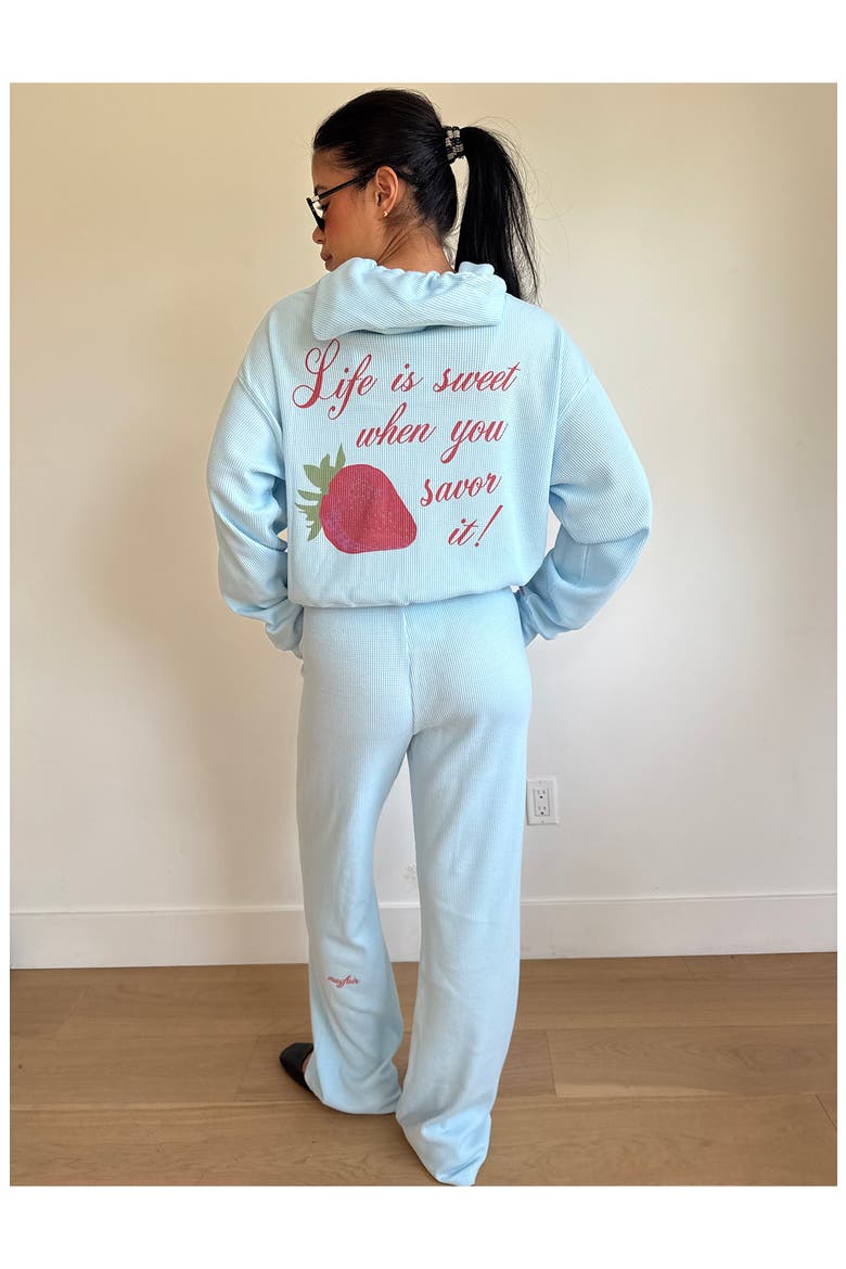 Life is Sweet Waffle Knit Wide Leg Sweatpants, Alternate, color, BLUE