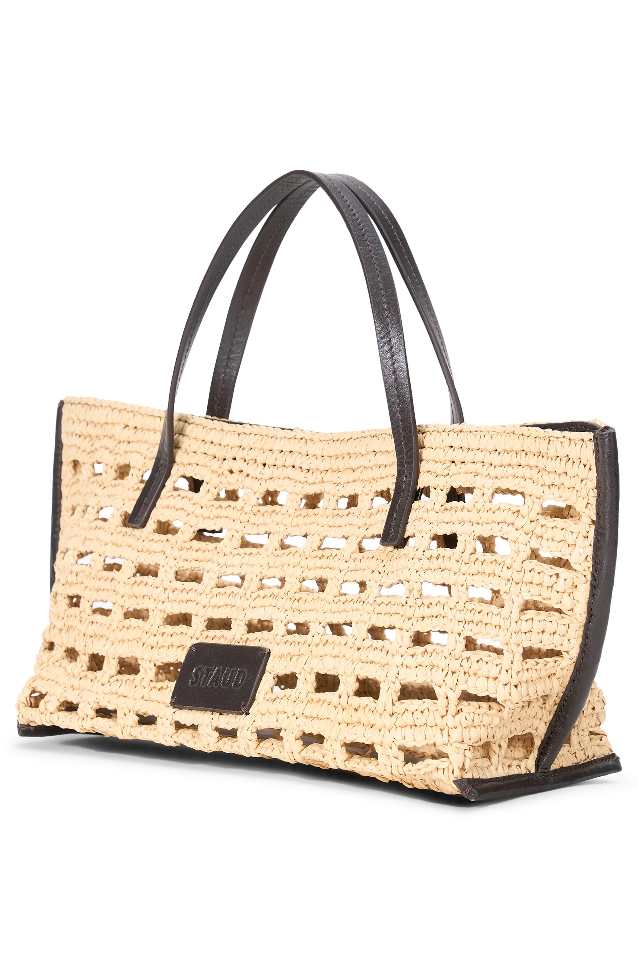 STAUD Mini Christos Raffia Tote, Alternate, color, Raffia Crochet