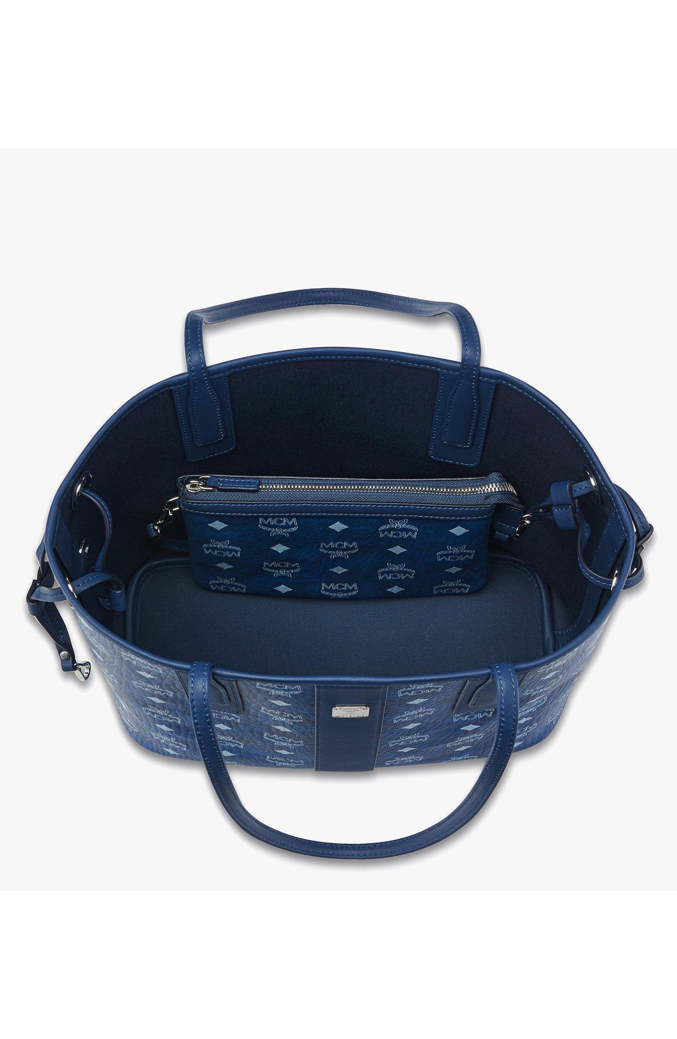 MCM Small Liz Shopper in Visetos, Alternate, color, Blue Visetos