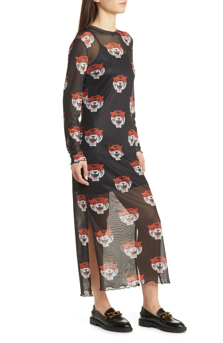 Dressed in Lala Mad About You Long Sleeve Mesh Midi Dress, Alternate, color, 