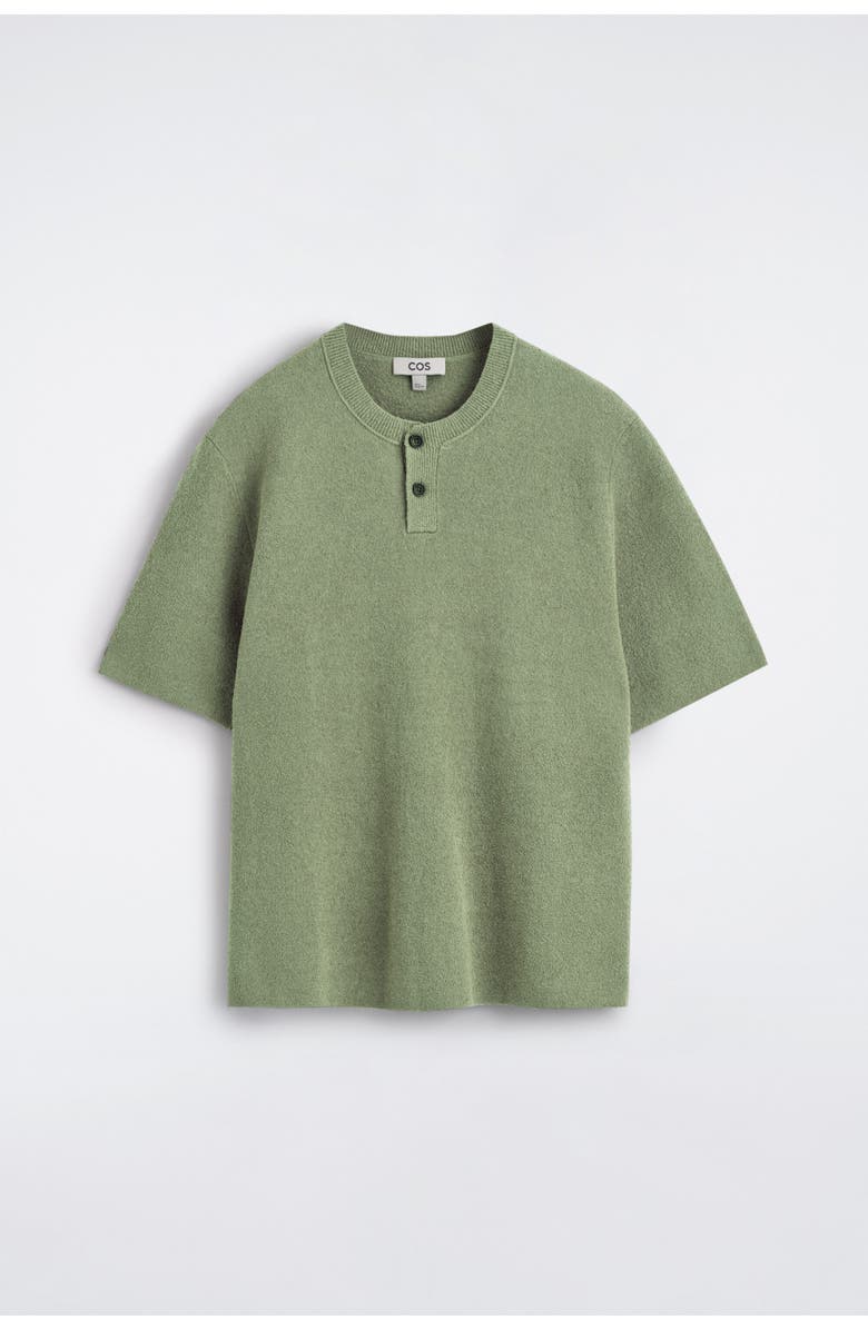 COS Bouclé-knit Henley T-shirt, Alternate, color, Green