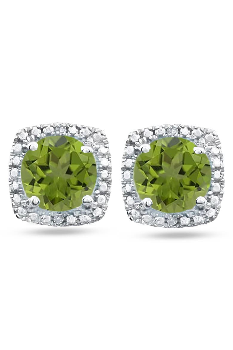 Natural Gemstone & Diamond Stud Earrings Sterling Silver, Alternate, color, 0.97ct, Peridot
