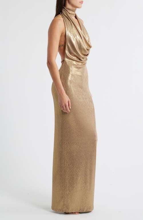 Black Halo Eulalaia Metallic Body-con Gown In Gold