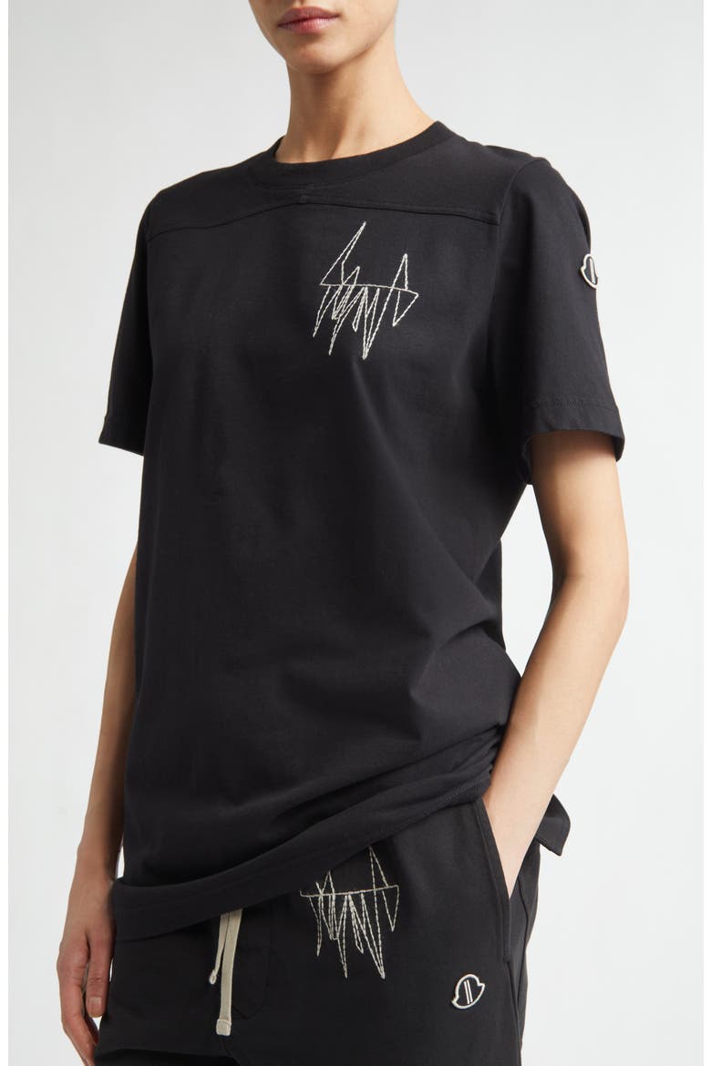 x Rick Owens Logo Embroidered T-Shirt, Alternate, color, BLACK