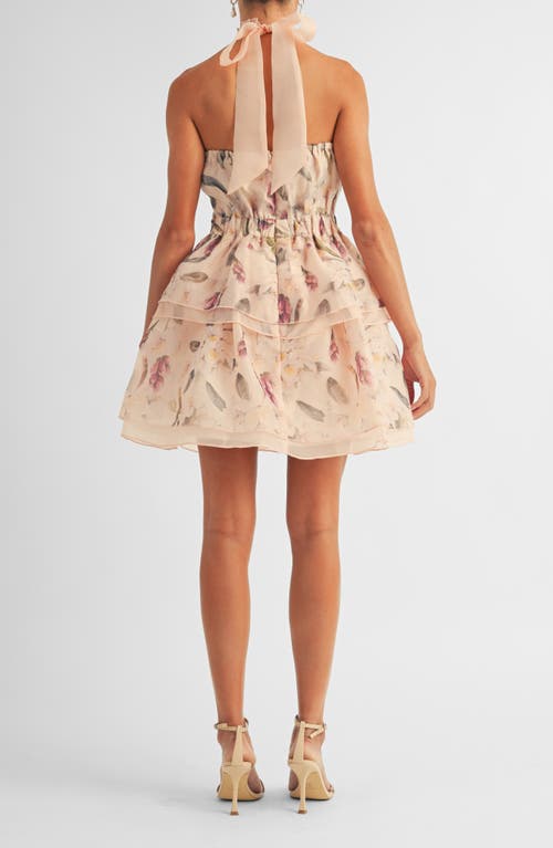 AROSE STUDIO AROSE STUDIO DANNA FLORAL PRINT HALTER MINIDRESS