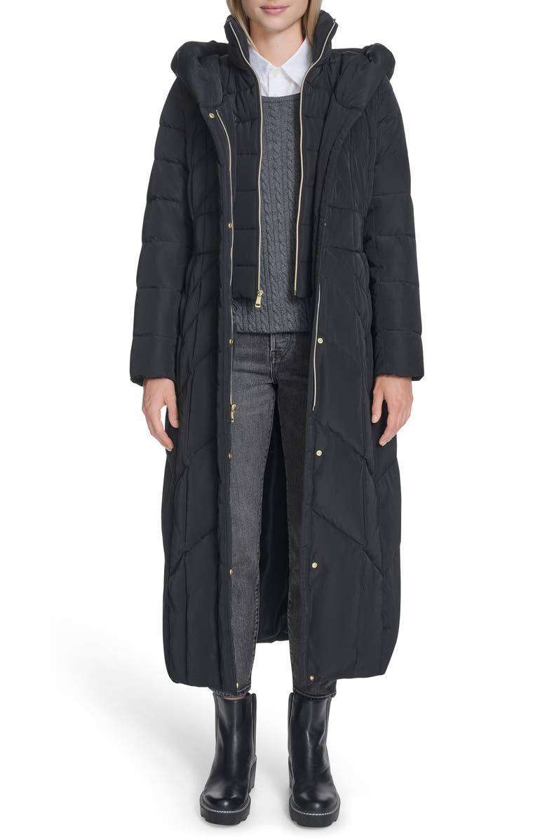 Cole Haan Down Insulated Water Resistant Taffeta Coat, Alternate, color, Black