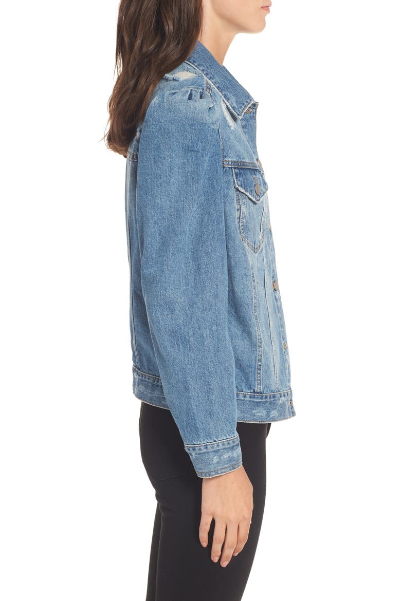Puff Sleeve Denim Jacket, Alternate, color, ROBYN INDIGO