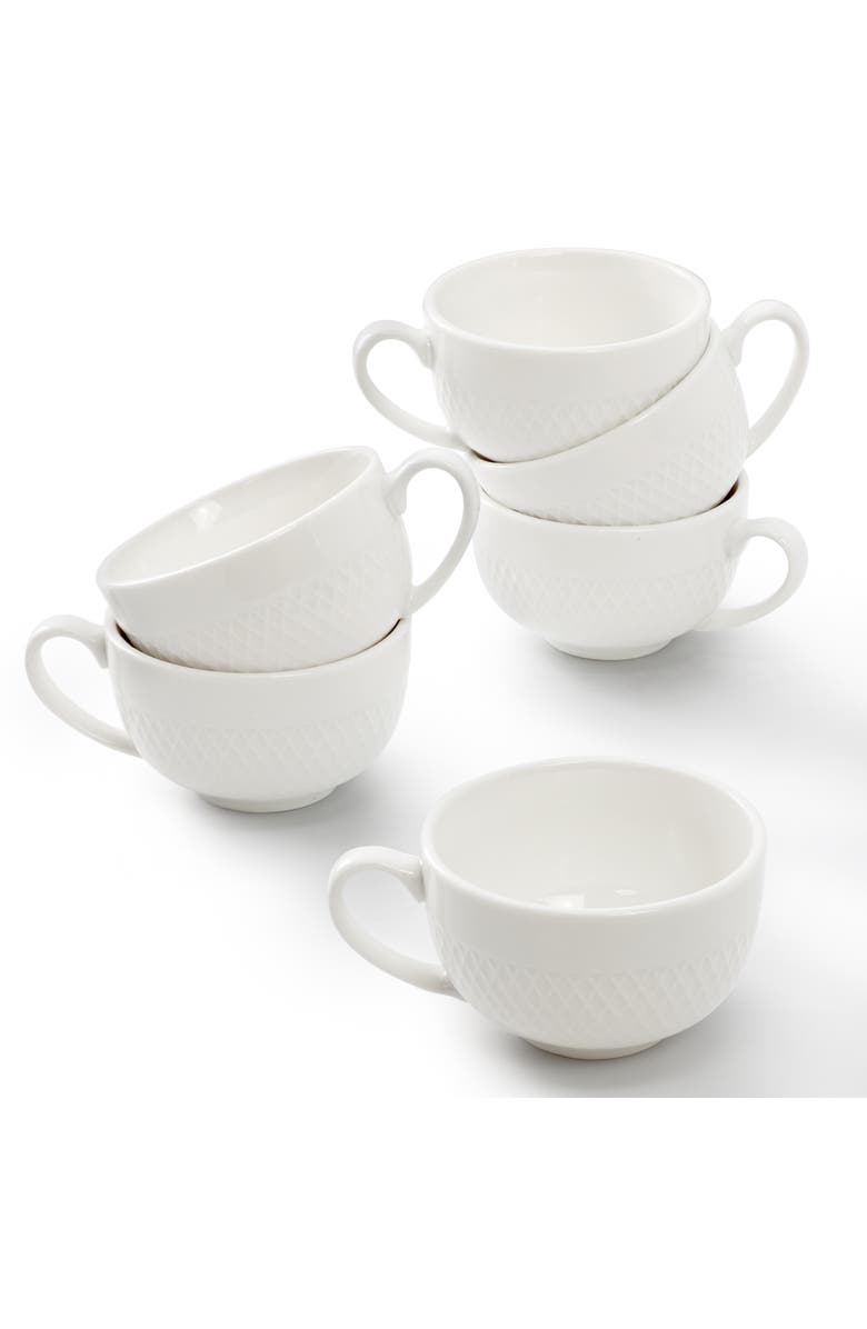 Elama Luna 12 Piece 3 Ounce Porcelain Espresso Cup Set with Saucers, Alternate, color, White