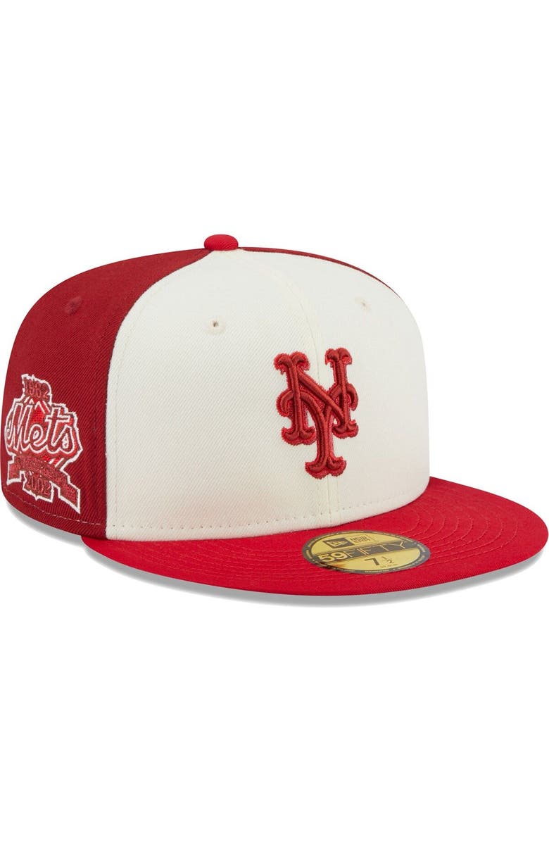 New Era Men's New Era Cream/Red New York Mets  Chrome Anniversary 59FIFTY Fitted Hat, Main, color, 