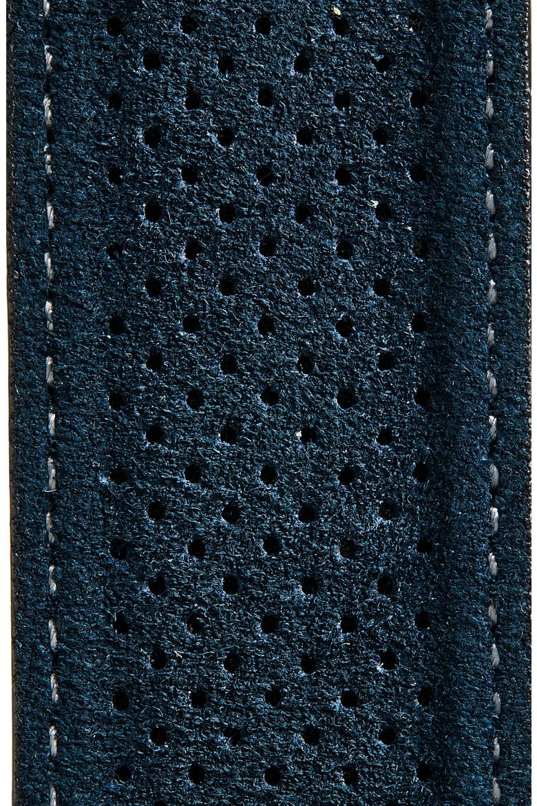 Perferated Suede Belt, Alternate, color, NAVY NUBUCK