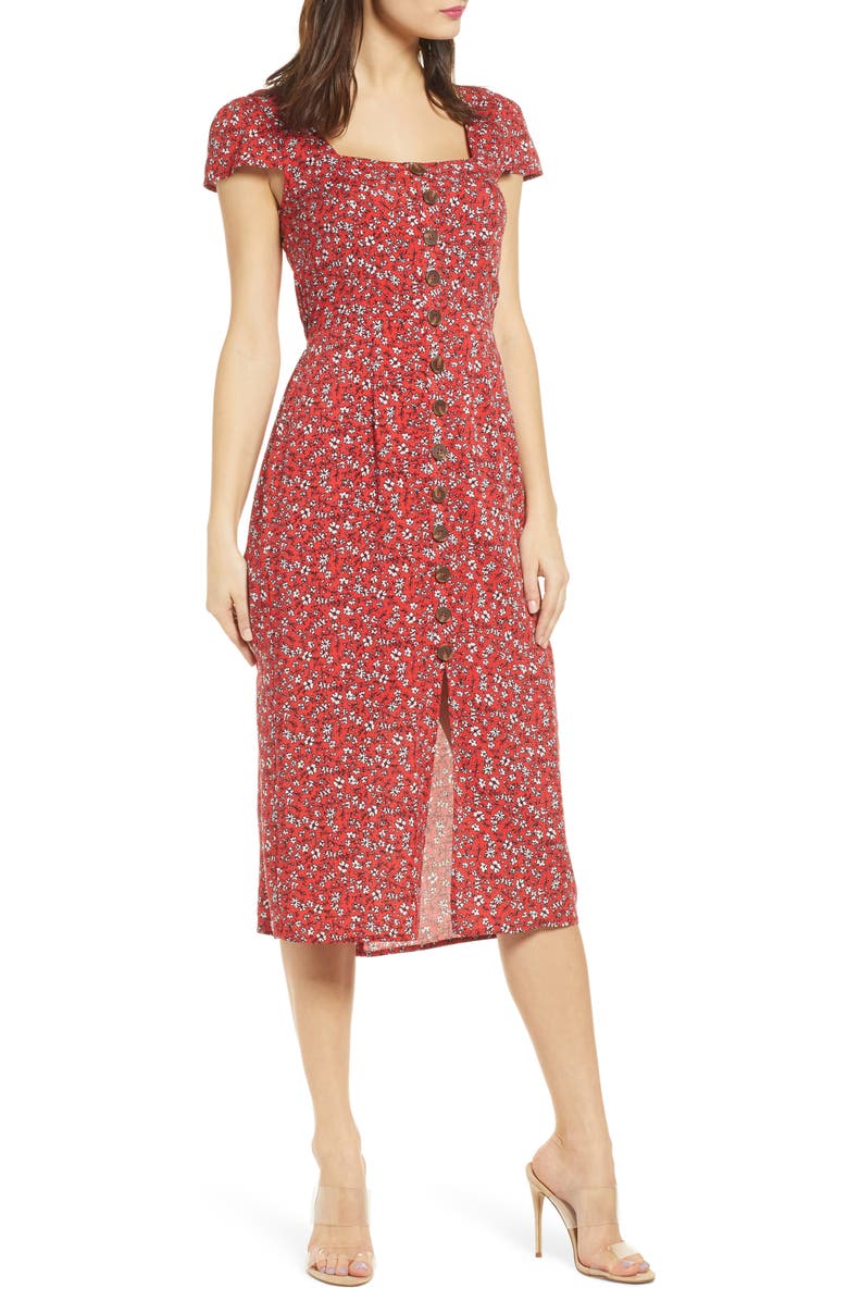 Row A Button Front Midi Dress, Main, color,