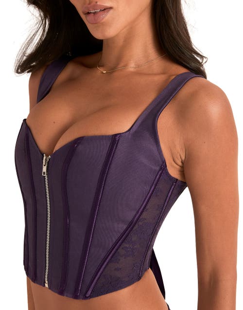 Adore Me Tabitha Corset & Thong Set In Purple