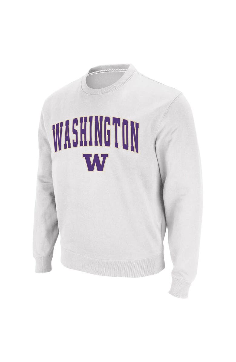 COLOSSEUM Men's Colosseum White Washington Huskies Arch & Logo Crew Neck Sweatshirt, Alternate, color, White