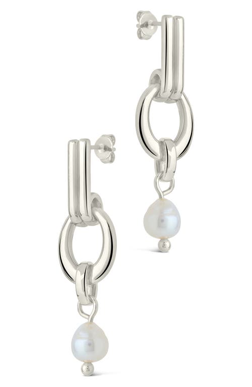 Sterling Forever Giselle Freshwater Pearl Door Knocker Drop Earrings In Silver