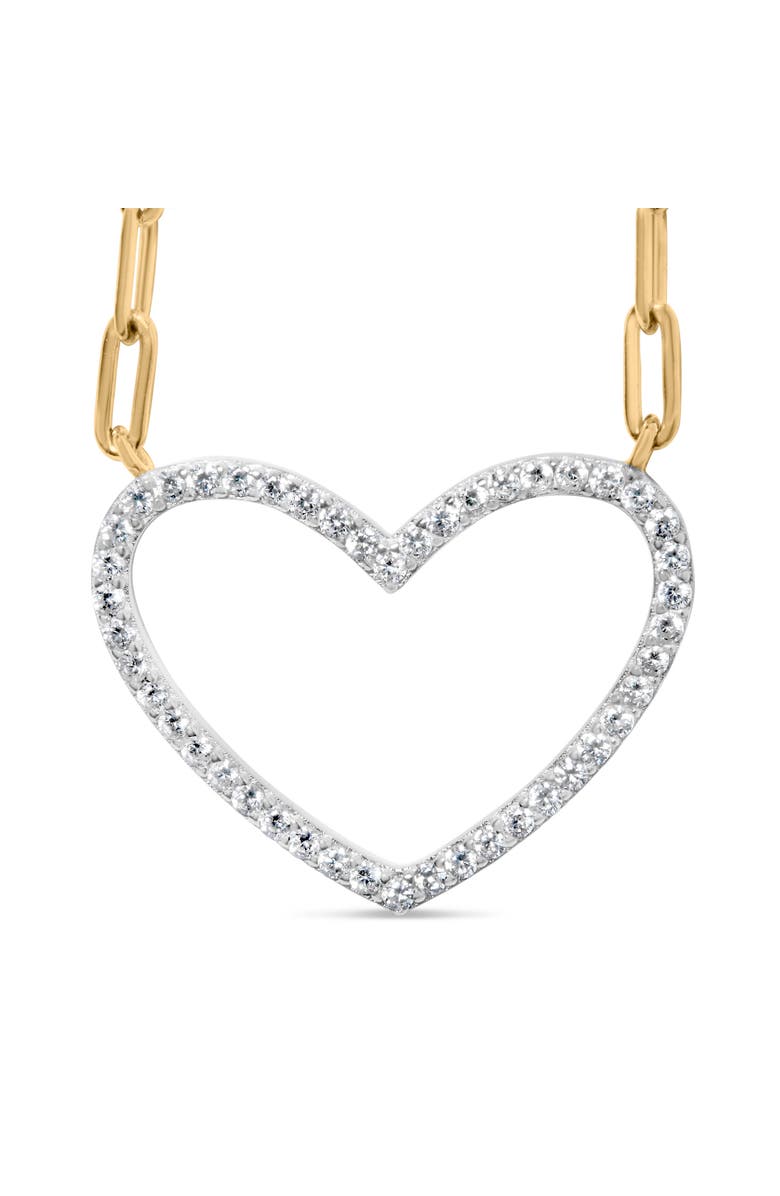 Haus of Brilliance 14K Yellow Gold Plated Silver 1/4 Cttw Diamond Heart with Paperclip Chain Necklace, Main, color, Yellow