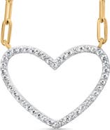 Haus of Brilliance 14K Yellow Gold Plated Silver 1/4 Cttw Diamond Heart with Paperclip Chain Necklace