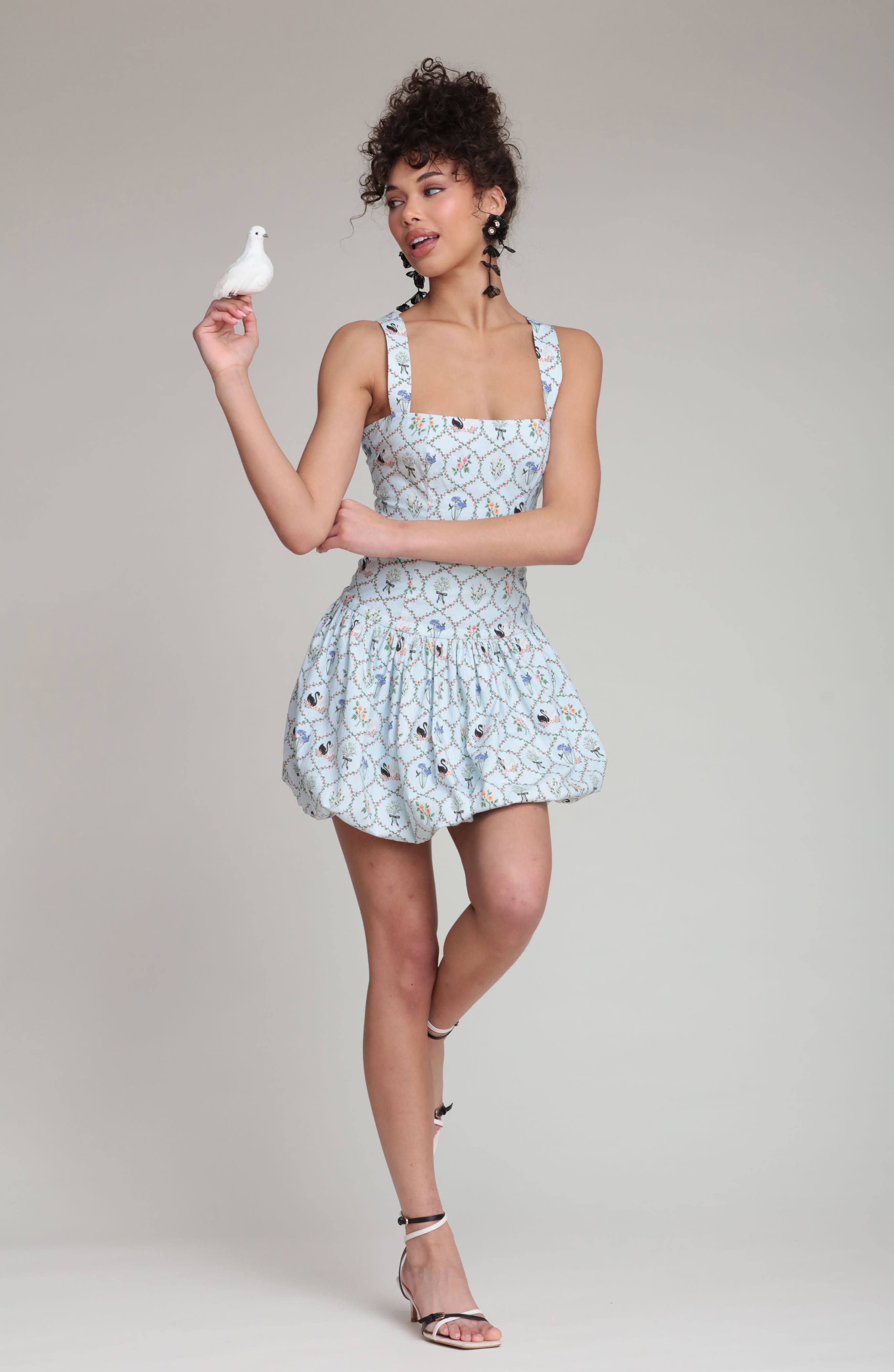 motel kalea drop waist bubble hem mini dress Motel Kalea Drop Waist Bubble Hem Mini Dress