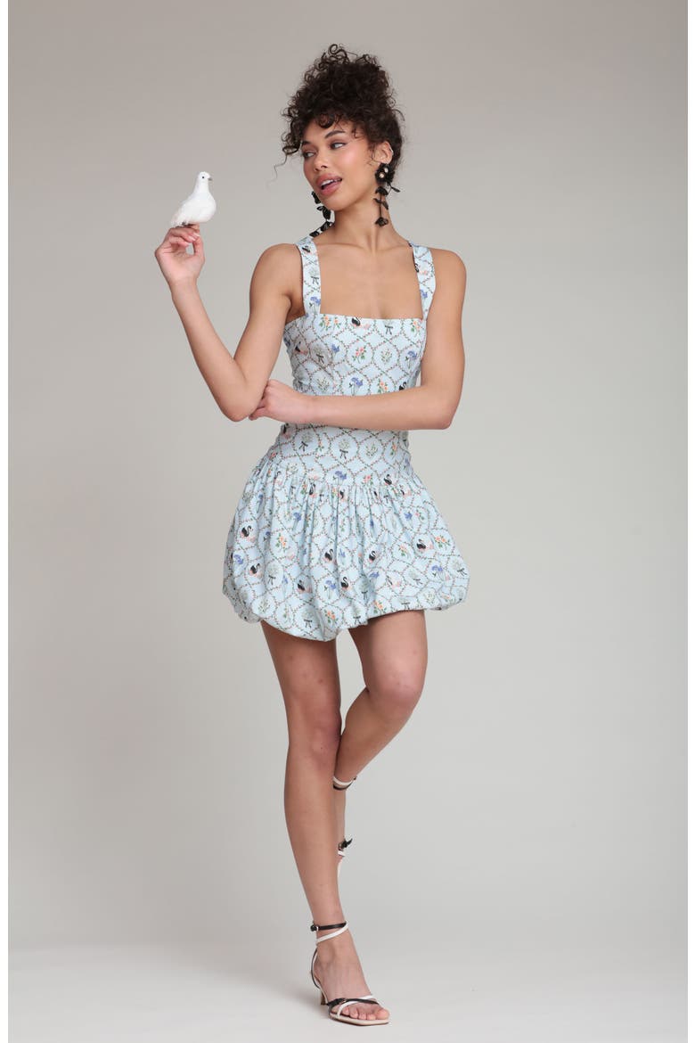 Drop Waist Bubble Hem Minidress, Alternate, color, BLUE SWAN
