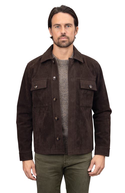 Shop Bagatelle Faux Nubuck Trucker Jacket In Chocolate