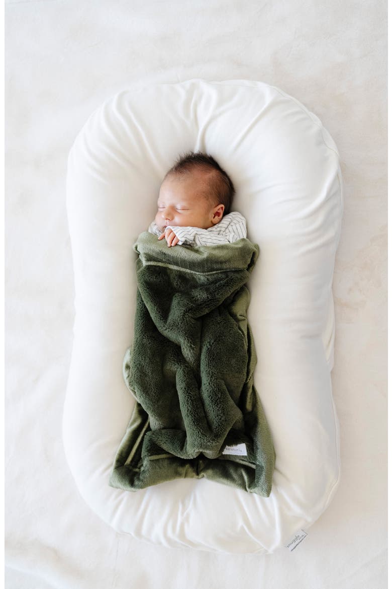 Lush Mini Faux Fur Receiving Blanket, Alternate, color, FERN