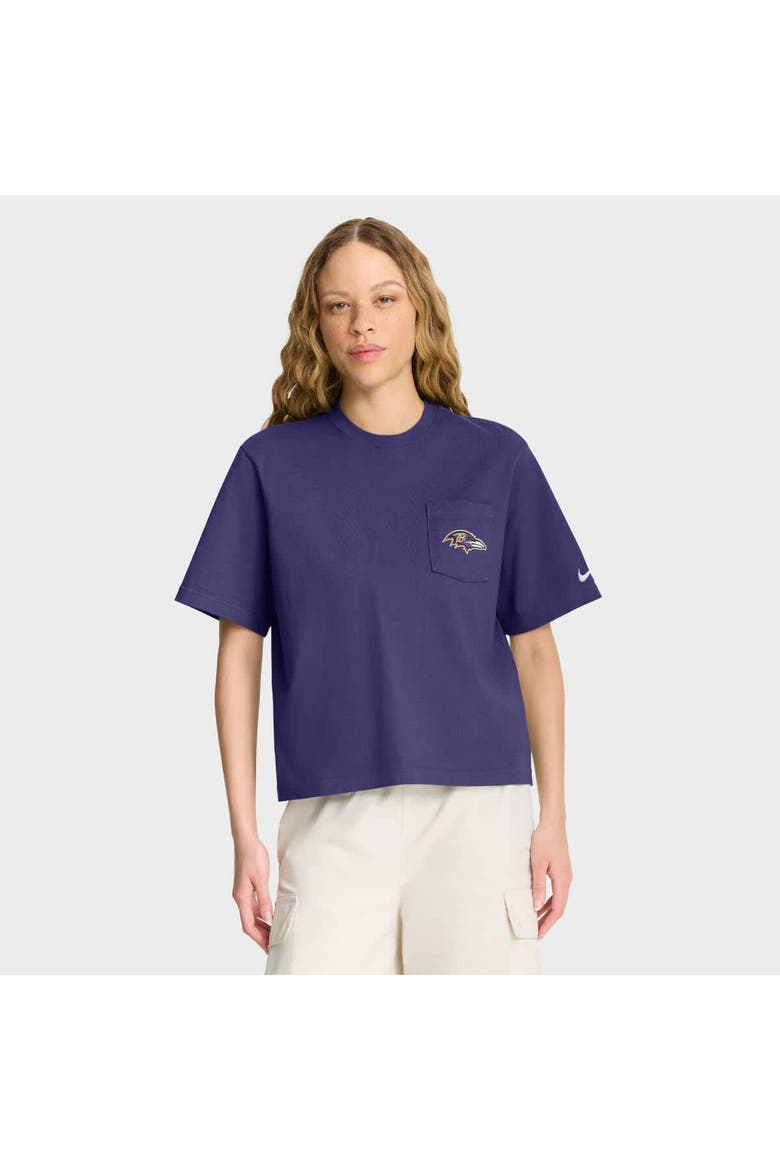 Women's Nike Purple Baltimore Ravens Rewind Pocket Boxy T-Shirt, Main, color, Purple