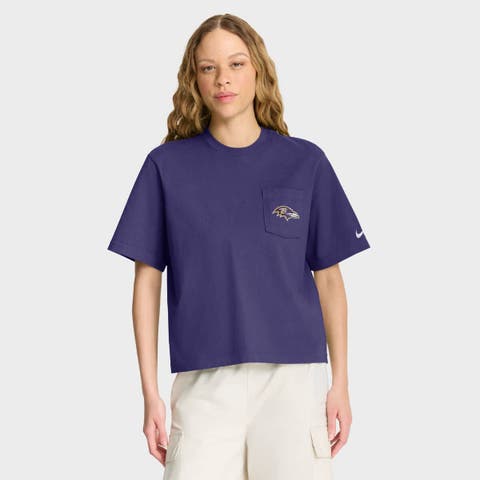 Women's Nike Purple Baltimore Ravens Rewind Pocket Boxy T-Shirt