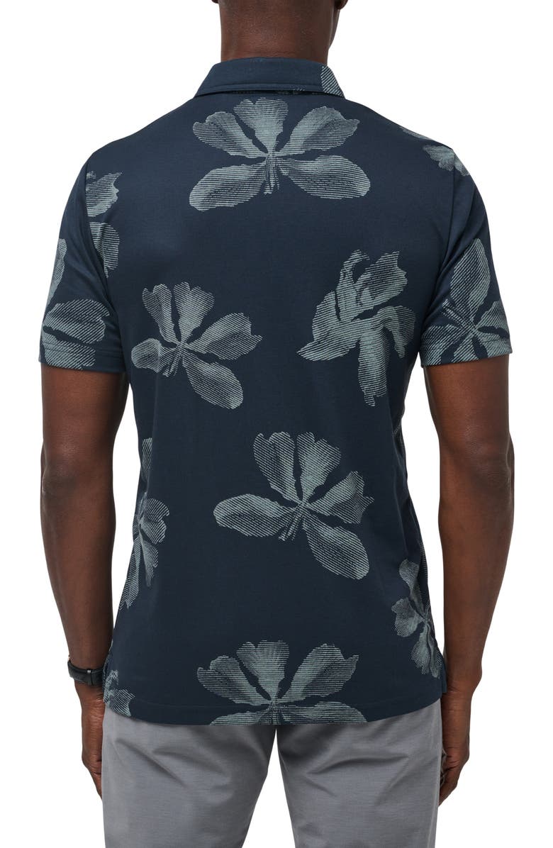TravisMathew Tropical Tour Floral Cotton Blend Polo, Alternate, color, Total Eclipse