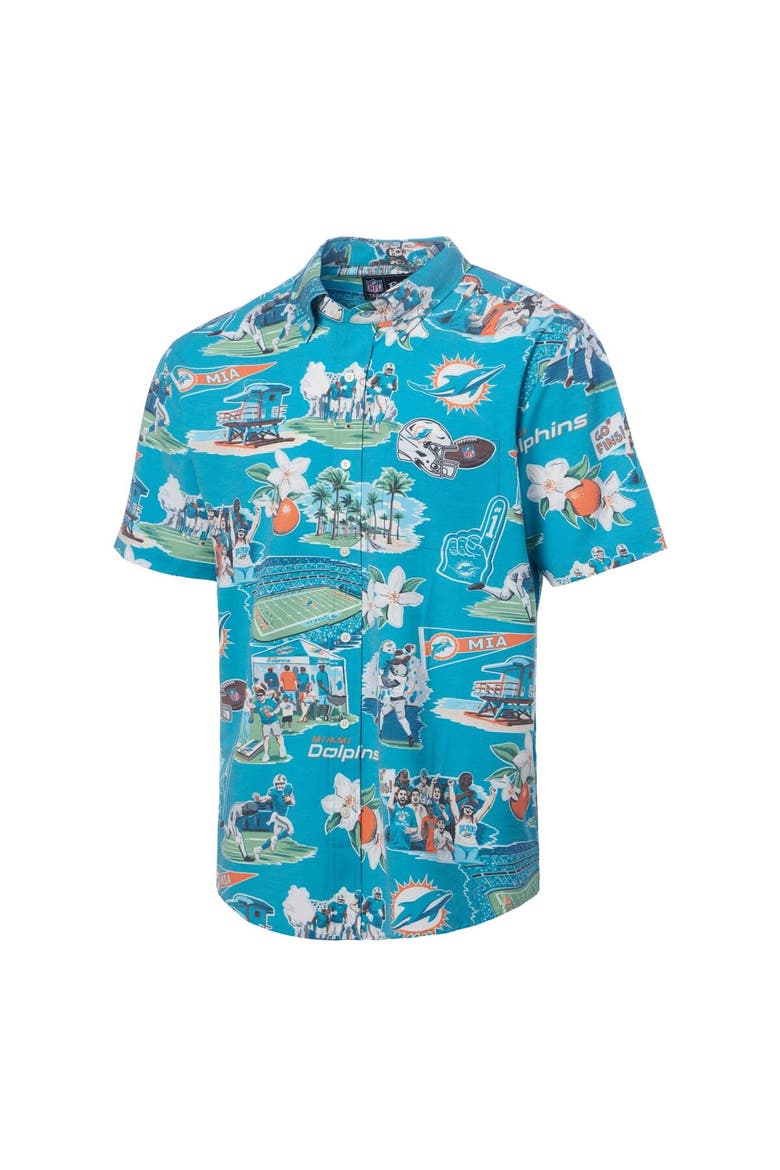 Men's Reyn Spooner Aqua Miami Dolphins Scenic Button-Down Shirt, Alternate, color, Aqua