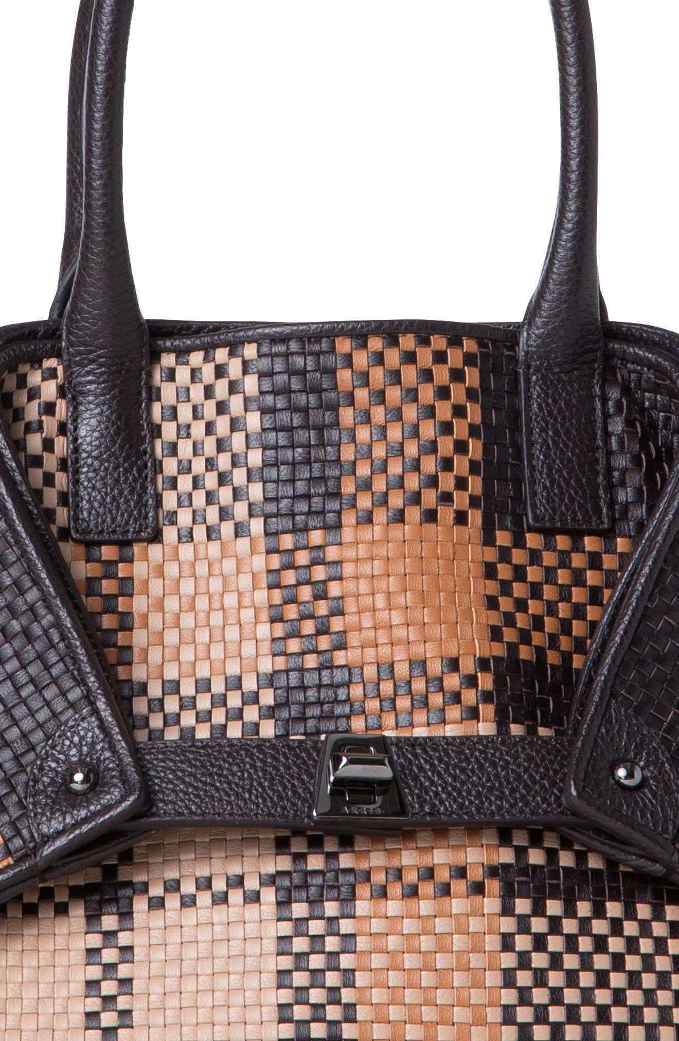 Akris Ai Small Plaid Braided Leather Top Handle Tote, Alternate, color, 