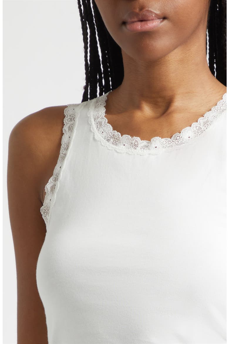 Roberta Lace Trim Cotton Tank, Alternate, color, IVORY