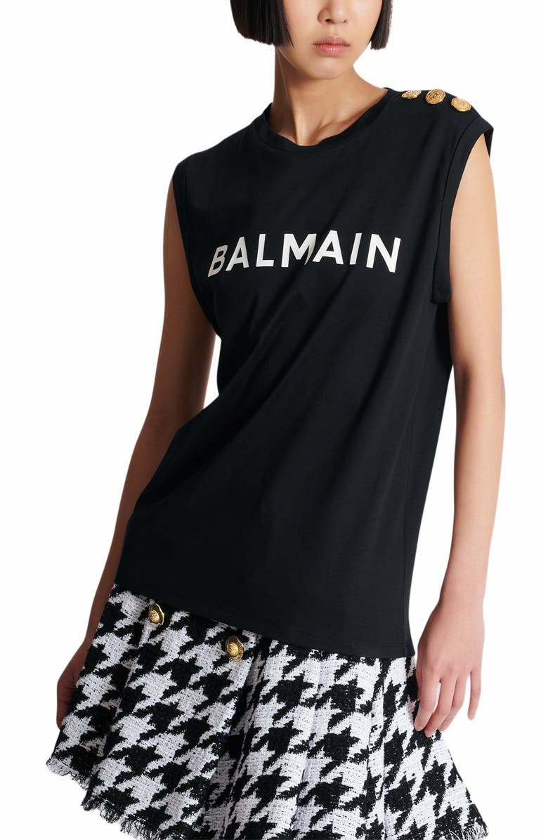 Balmain Paris Tank Top, Alternate, color, Black