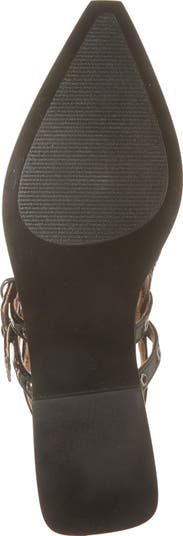Steve Madden ポイントトゥ スリングバック Galanti フラット GALANTI Black Patent Women's Pointed-Toe Moto Slingback Flat