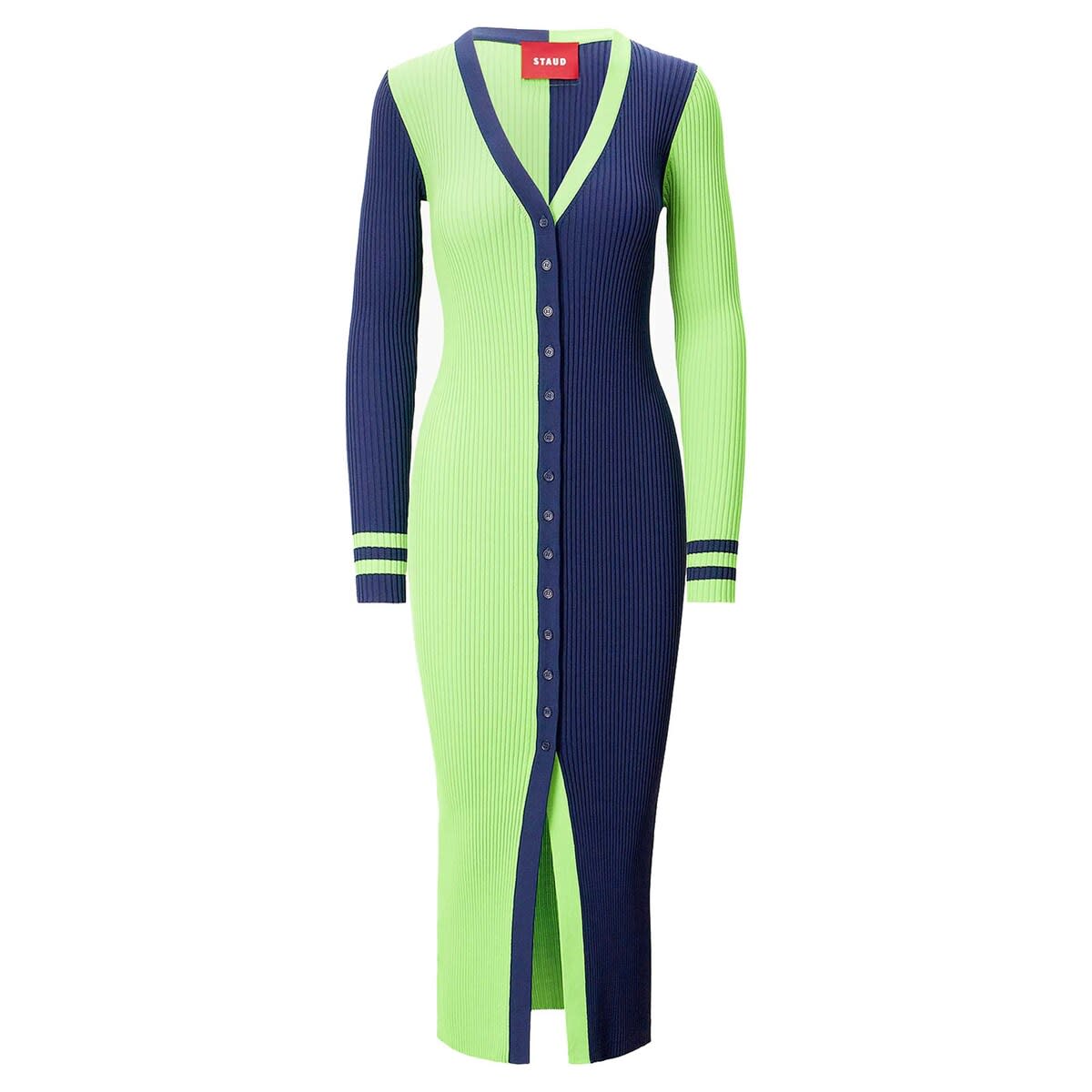 Women's Neon Green/Navy Seattle Seahawks Shoko Knit Button-Up Sweater Dress - image 2