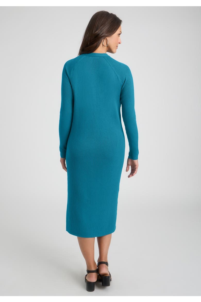 Button Front Midi Dress, Alternate, color, DEEP TEAL