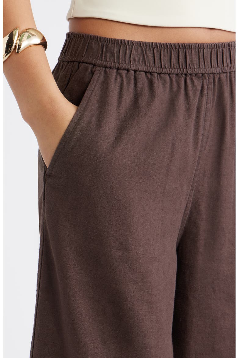 Linen Blend Culottes, Alternate, color, BROWN SEAL