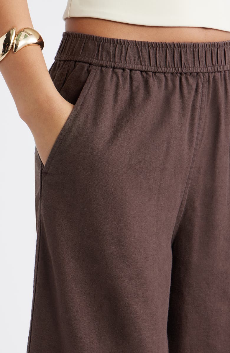 Open Edit Linen Blend Culottes, Alternate, color, Brown Seal