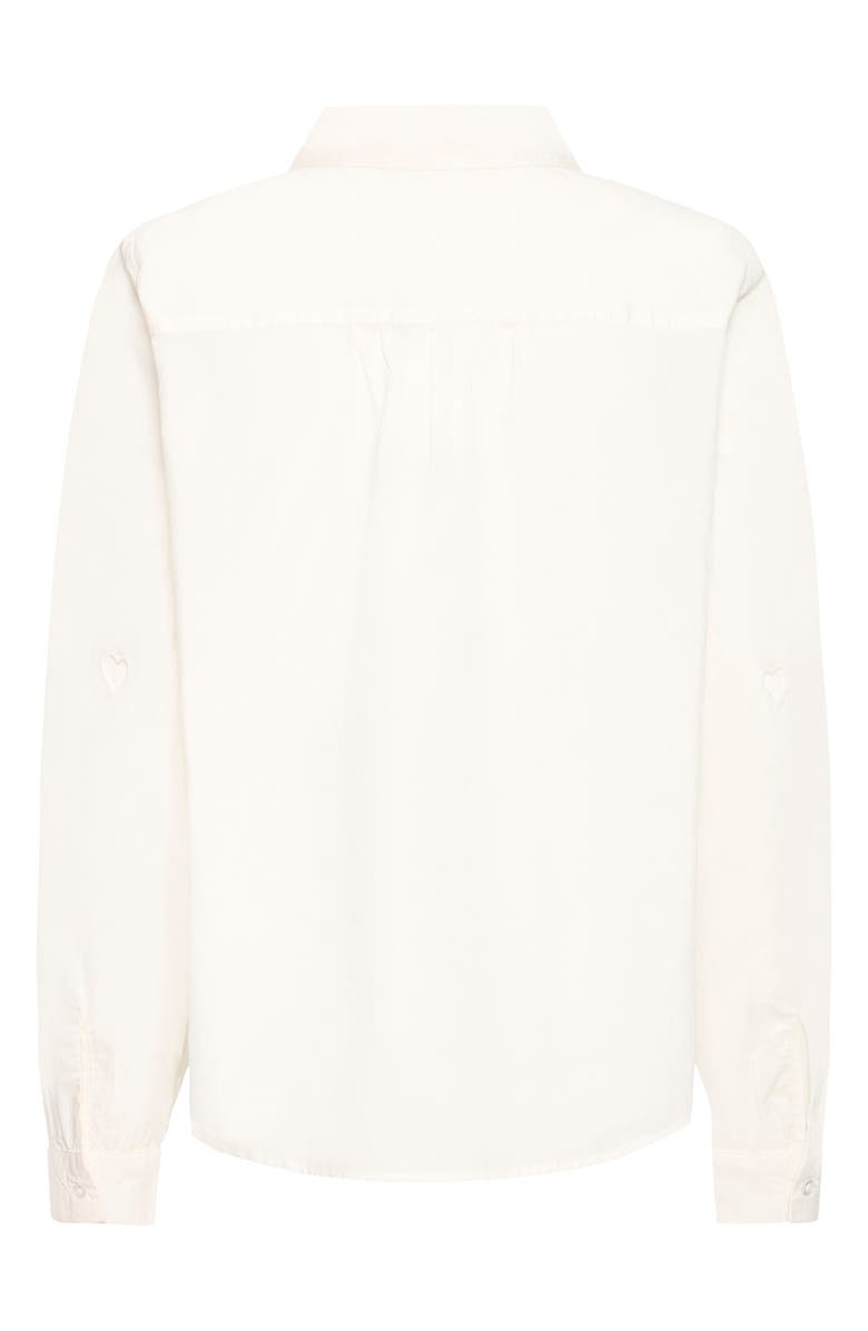 ICHI Ihlovely Heart Cutout Button-Up Top, Alternate, color, Cloud Dancer